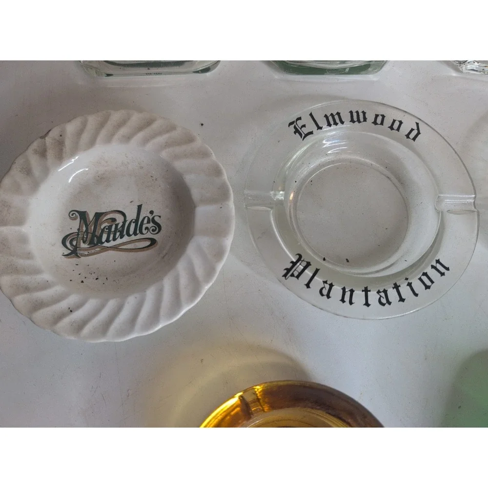 Mixed Lot Of 14 Vintage Glass Ashtrays 50s 60s 70s MCM Gallivans MGM Casino More